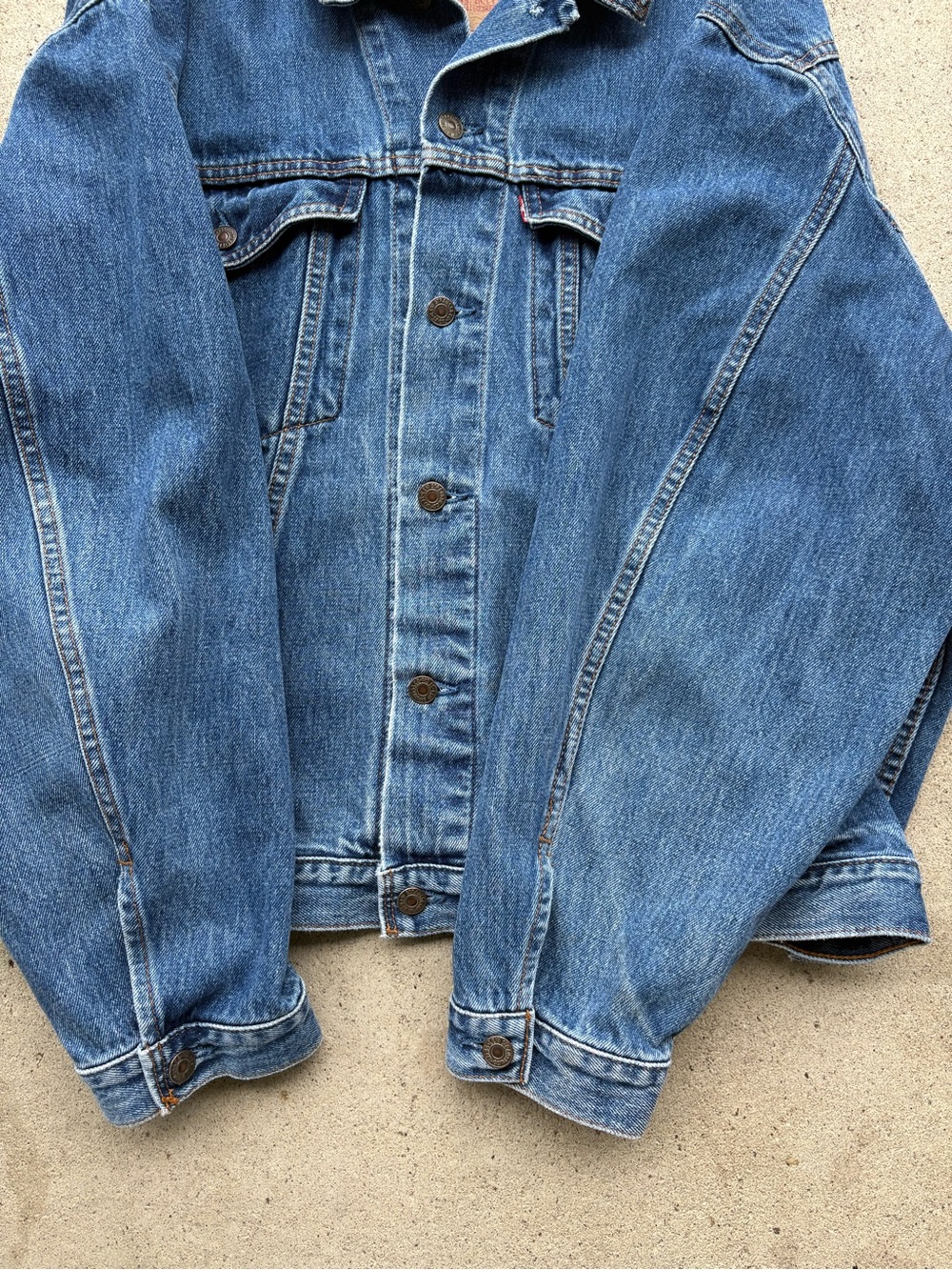 Vintage 90s Levis 75025 Denim Trucker Jacket Made in Canada Medium Wash Large 27 - Picture 4 of 6